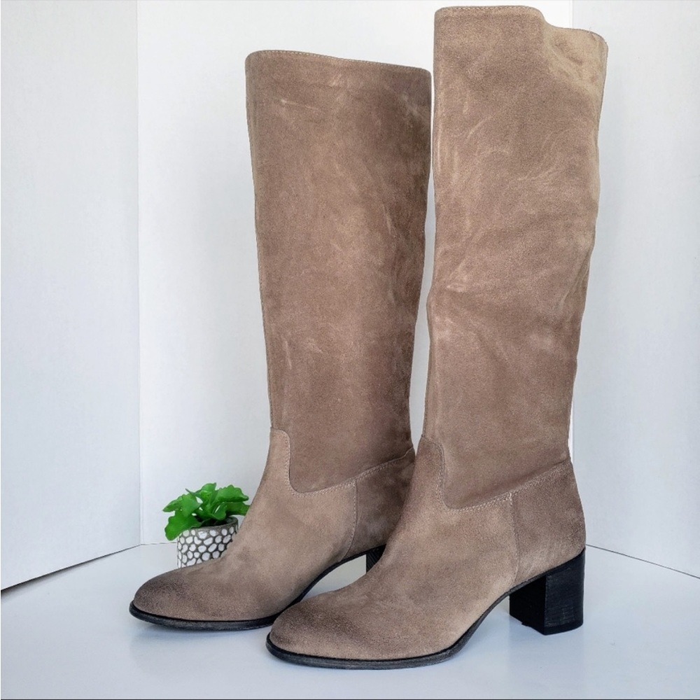 Free People Boots Cleo Slouch Suede Knee High Heeled Leather Grey NIB US 8 EU 38 - Picture 6 of 15